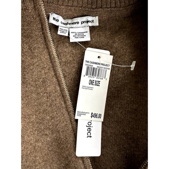 $496 The Cashmere Project Poncho One Size NEW 100% Cashmere in Brown - Picture 5 of 6